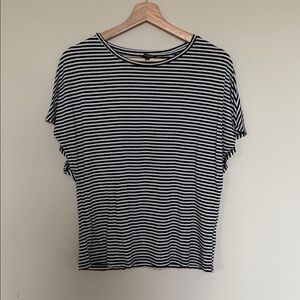 Dynamite Black and White Striped Shirt Dolman Sleeve